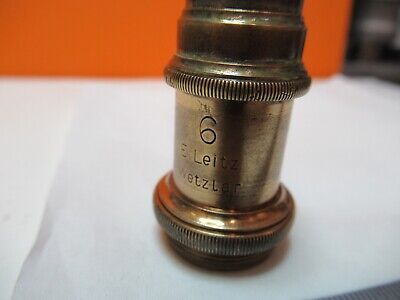 ANTIQUE BRASS OBJECTIVE LEITZ 6 MICROSCOPE PART OPTICS AS PICTURED &FT-5-61