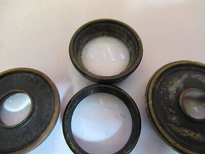 FOR PARTS ANTIQUE BRASS MOUNTED LENSES LOTMICROSCOPE PART AS PICTURED P2-A-20