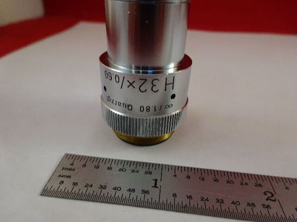 MICROSCOPE PART OBJECTIVE LEITZ GERMANY QUARTZ 32X OPTICS AS IS #F2-A-8