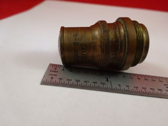 RARE BRASS ANTIQUE QUEEN OBJECTIVE MICROSCOPE PART OPTICS AS IS &33-A-108