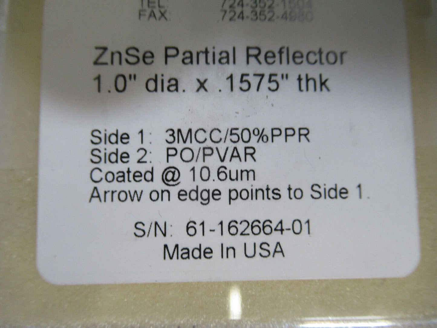 OPTICAL ZINC SELENIDE ZnSe LENS II-IV INFRARED OPTICS AS PICTURED &H3-A-80