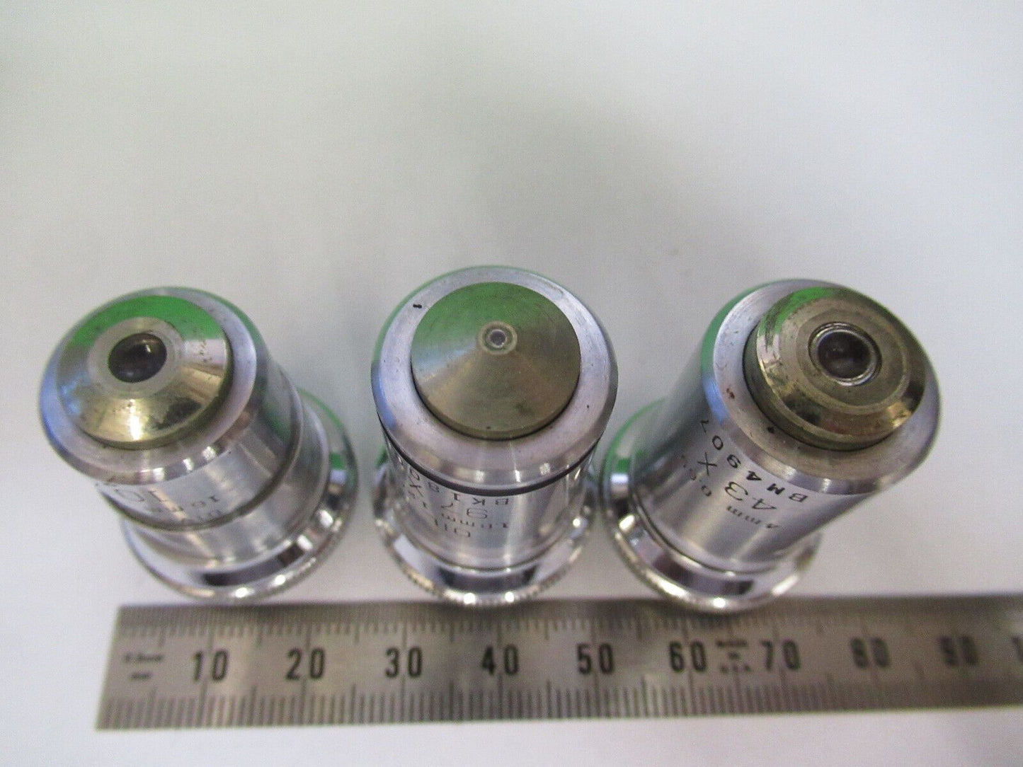 LOT 3 ea OBJECTIVES BAUSCH LOMB MICROSCOPE PART AS PICTURED &R4-A-49