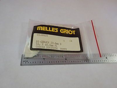 OPTICAL MELLES GRIOT BI CONVEX LENS 22.4mm DIA 60FL LASER OPTICS AS IS B#Q3-A-10