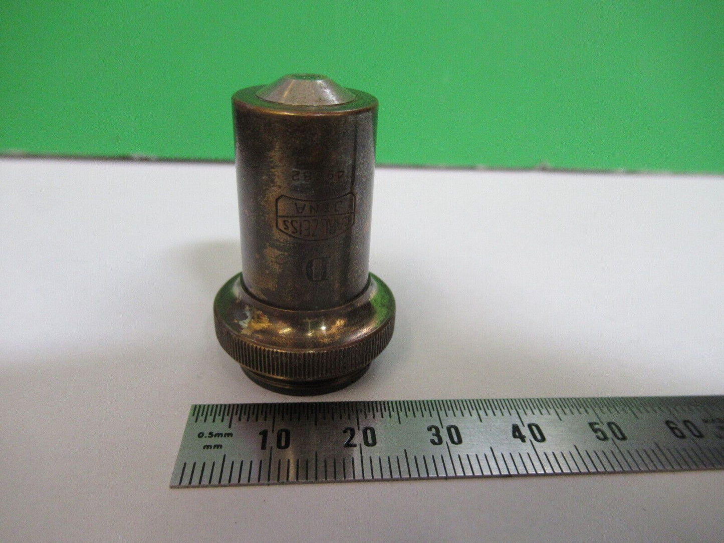 ANTIQUE BRASS CARL ZEISS "D" 40X OBJECTIVE MICROSCOPE AS PICTURED #H3-A-22