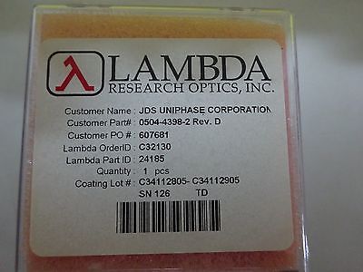 OPTICAL COATED LENS LAMBDA RESEARCH JDS UNIPHASE LASER OPTICS AS IS BIN#K1-92