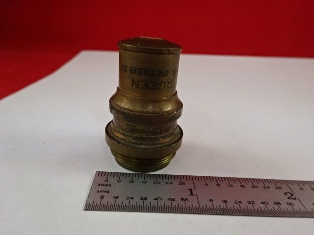 RARE BRASS ANTIQUE QUEEN OBJECTIVE MICROSCOPE PART OPTICS AS IS &33-A-108