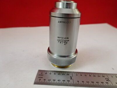 MICROSCOPE PART OBJECTIVE LEITZ WETZLAR GERMANY 100X OPTICS AS IS B#U1-B-12