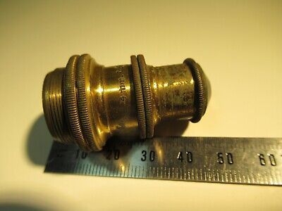 ANTIQUE BRASS OBJECTIVE BAUSCH LOMB 4mm OPTICS MICROSCOPE as pictured &14-C-05