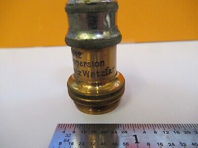 OBJECTIVE ANTIQUE BRASS LEITZ 100X OPTICS MICROSCOPE PART AS PICTURED &G1-A-75