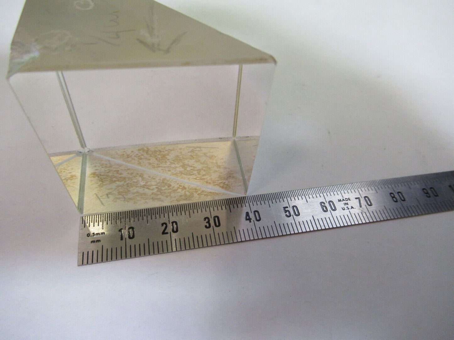 FOR PARTS OPTICAL LARGE GLASS  PRISM [chipped] OPTICS AS PICTURED W9-A-23