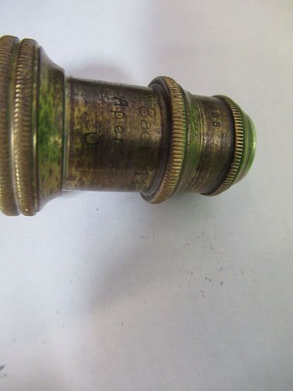 ANTIQUE BRASS ERNST LEITZ OBJECTIVE MICROSCOPE PART AS PICTURED &H9-A-41