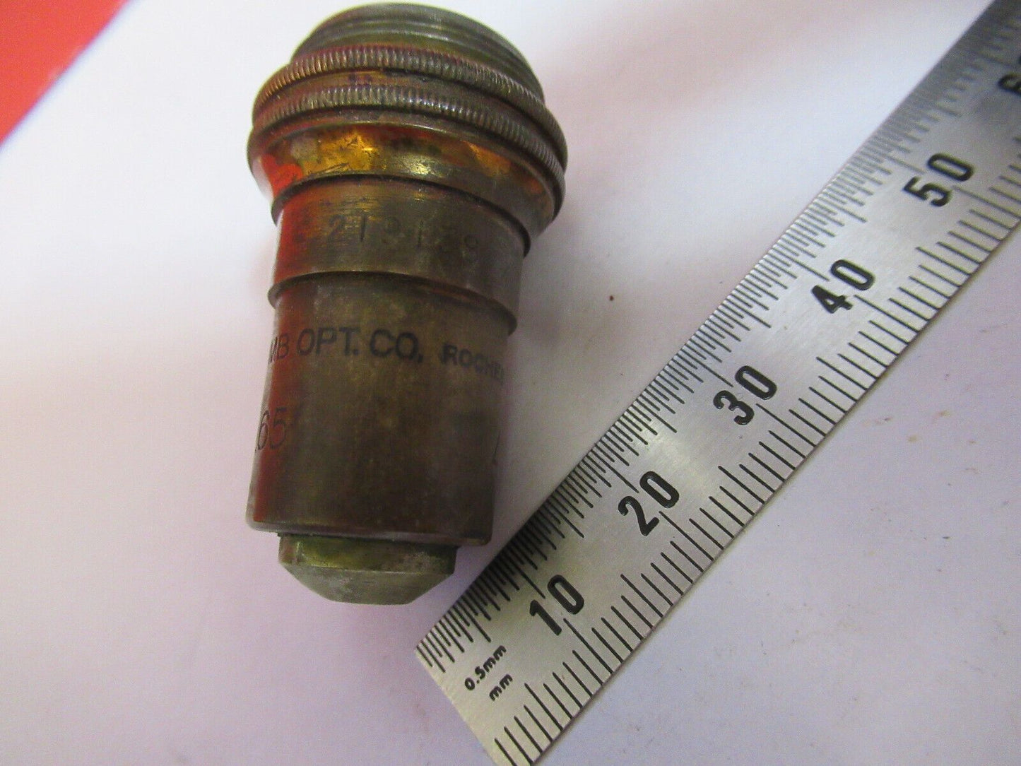 ANTIQUE  BRASS BAUSCH LOMB OBJECTIVE 43X MICROSCOPE PART AS PICTURED G4-A-111