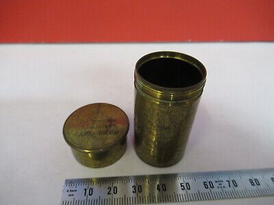 EMPTY ANTIQUE BRASS CANISTER OBJECTIVE LEITZ MICROSCOPE PART AS PIC &87-FT-60