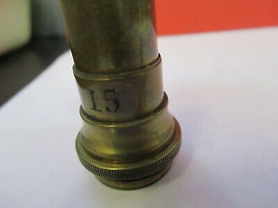 ANTIQUE BRASS OBJECTIVE "15" LENS OPTICS MICROSCOPE PART AS PICTURED &8Y-A-44