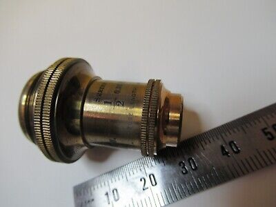 ANTIQUE BRASS OBJECTIVE BAUSCH LOMB 1/2 OPTICS MICROSCOPE as pictured &14-C-04