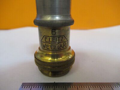 ANTIQUE ERNST LEITZ "6" BRASS OBJECTIVE MICROSCOPE PART AS PICTURED 4B-FT-31