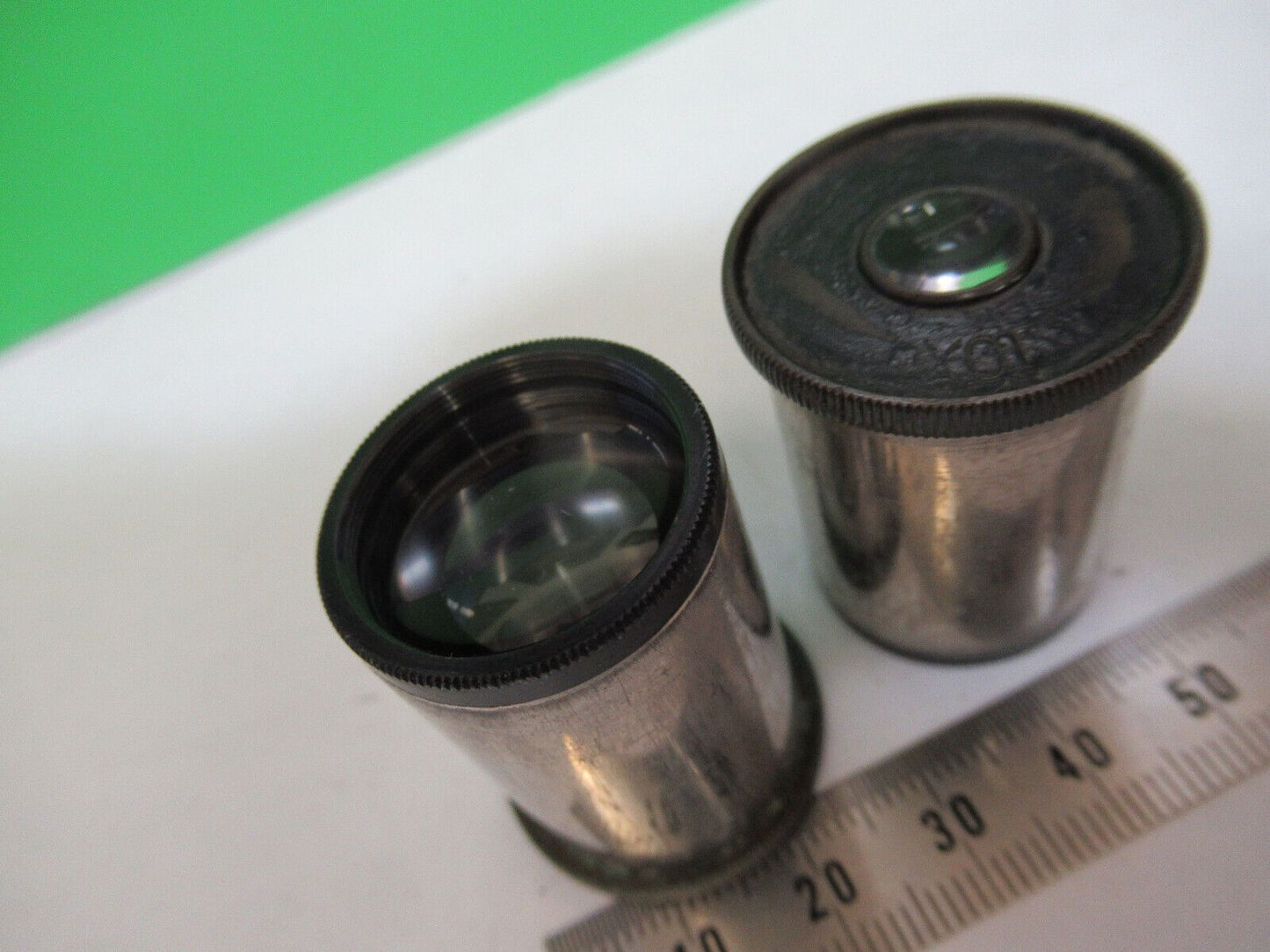 PAIR ANTIQUE ERNST LEITZ EYEPIECE 10X MICROSCOPE PART  AS PICTURED &Z9-A-104