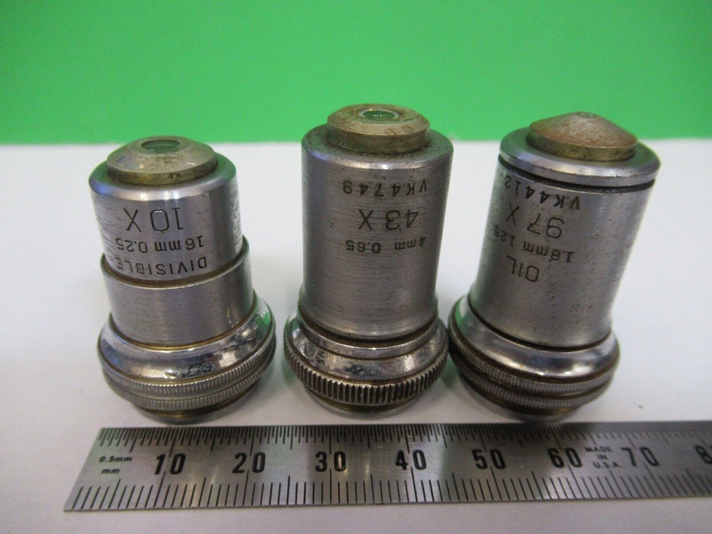 ANTIQUE LOT OBJECTIVES BAUSCH LOMB OPTICS MICROSCOPE PART AS PICTURED Q7-B-04