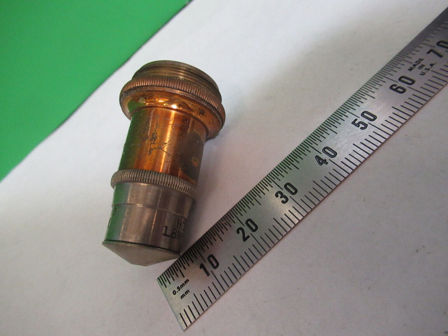 ANTIQUE BRASS SPENCER OBJECTIVE LENS OPTICS MICROSCOPE PART AS PICTURED Z1-A-156