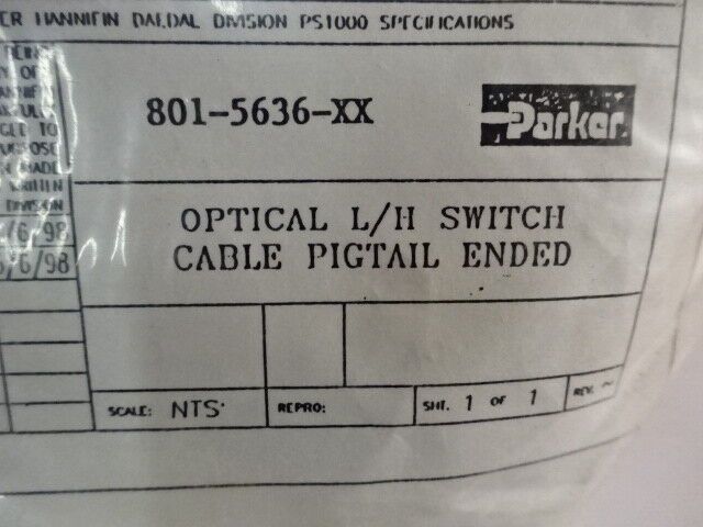 PARKER DAEDAL PIGTAIL CABLE for POSITIONING PART OPTICAL OPTICS AS IS &3-B-15