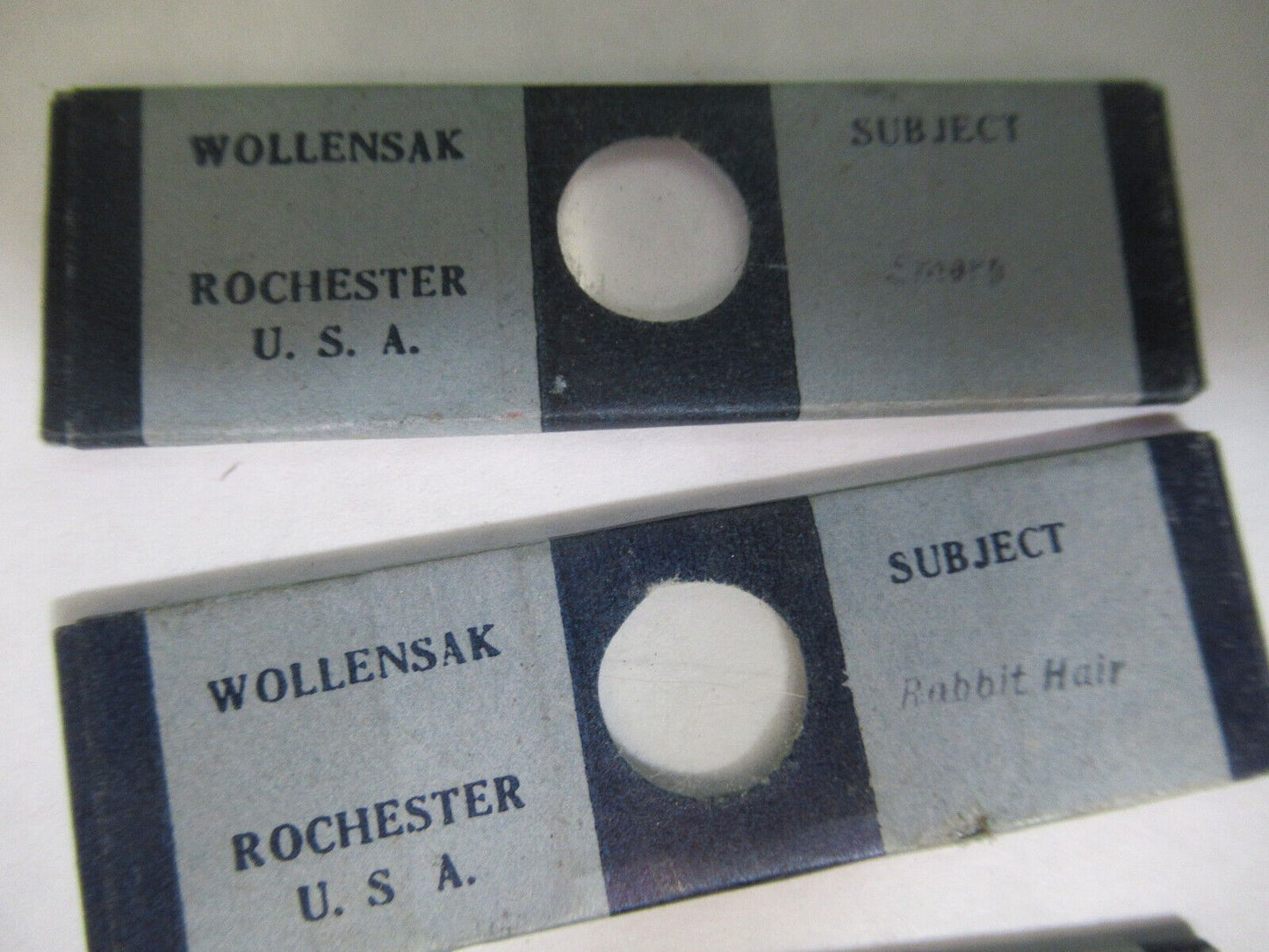 ANTIQUE WOLLENSAK NY PREPARED SLIDES LOT MICROSCOPE PART AS PICTURED W6-A-82