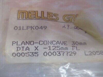 OPTICAL MELLES GRIOT LENS PLANO CONCAVE 30mm DIA -125mm FL AS PICTURED &Q1-A-91