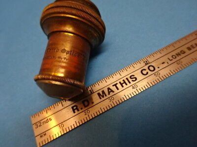 MICROSCOPE PART OPTICAL OBJECTIVE ANTIQUE BRASS BAUSCH LOMB OPTICS AS IS #90-47