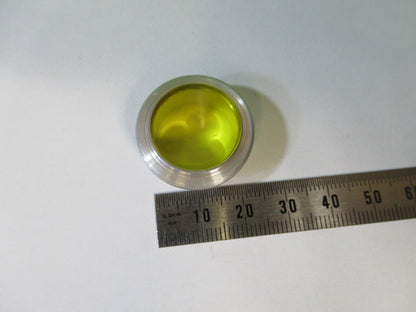 OPTICAL YELLOW FILTER GLASS  MOUNTED LASER OPTICS AS PICTURED #22-A-50