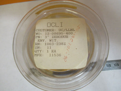 OPTICAL ZERODUR FLAT COATED NICE PRO OPTICS 3" DIAMETER AS PICTURED #P4-B-07