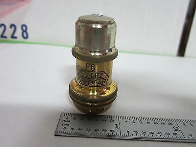 MICROSCOPE PART ANTIQUE BRASS OBJECTIVE P6 LEITZ GERMANY OPTICS AS IS BIN#S2-46