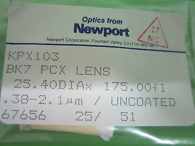 OPTICAL NEWPORT BK7 CONVEX LENS 25.4 mm DIAMETER FL 175mm LASER OPTICS BIN#40-88