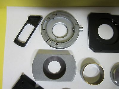 LOT 12 EA MICROSCOPE PART ACCESSORIES  REICHERT LEITZ NIKON ETC AS IS BIN#T9-31