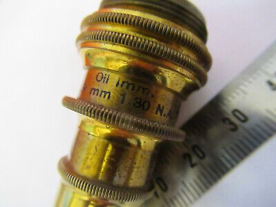 ANTIQUE BRASS BAUSCH LOMB OBJECTIVE 1.9mm MICROSCOPE PART AS PICTURED #F6-B-91