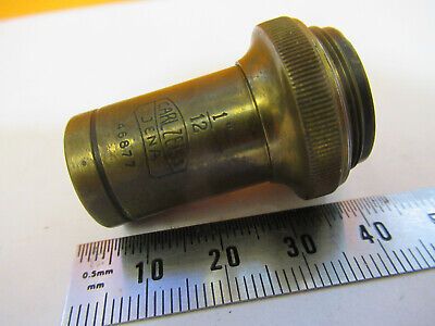 ANTIQUE CARL ZEISS 1/12 90 BRASS OBJECTIVE MICROSCOPE PART AS PICTURED #P2-A-67