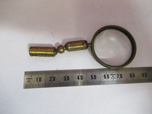 ANTIQUE BRASS FRANCE MOUNTED MAGNIFIER LENS  MICROSCOPE PART AS PICTURED 11-DT-N