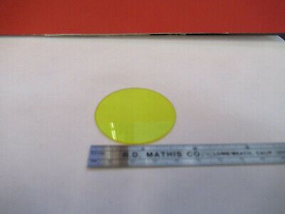 OPTICAL GLASS YELLOW FILTER OPTICS MICROSCOPE PART AS PICTURED &8Z-A-175