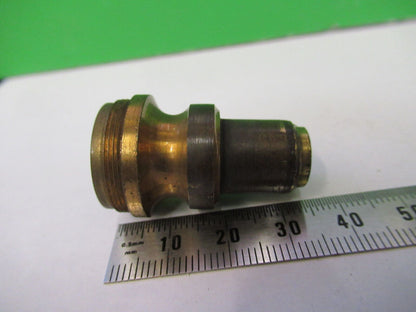 ANTIQUE BRASS UNKNOWN OBJECTIVE LENS RARE MICROSCOPE PART AS PICTURED Z4-B-76