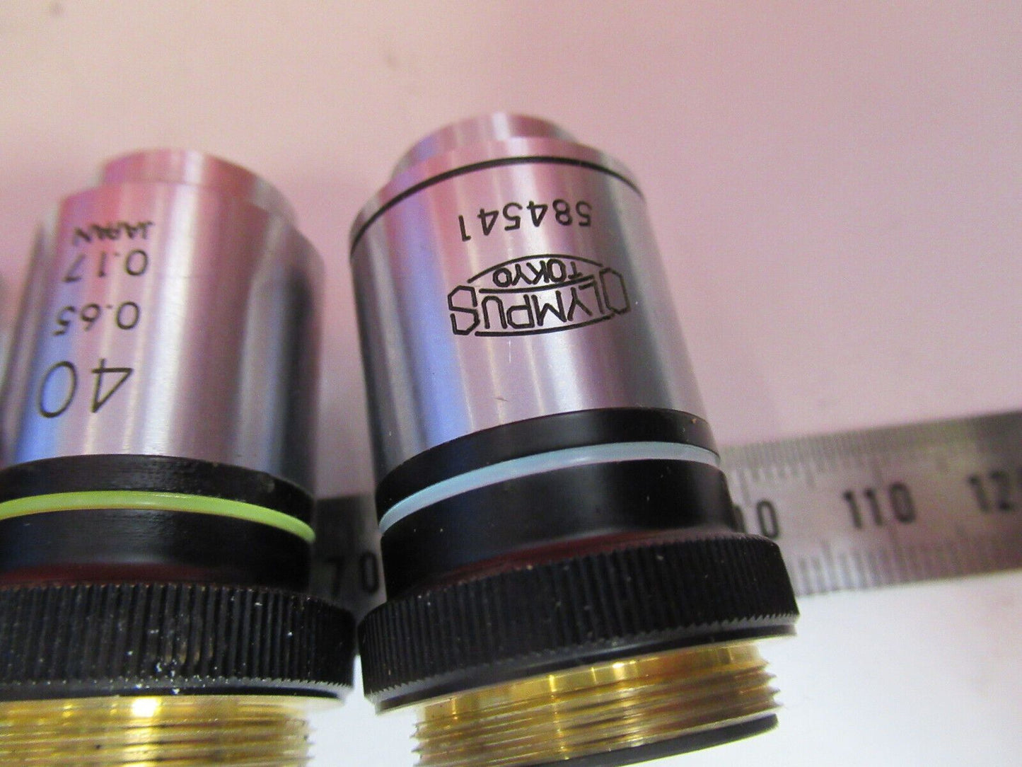 LOT OBJECTIVES LENSES OLYMPUS JAPAN OPTICS MICROSCOPE PART AS PICTURED y7-b-12