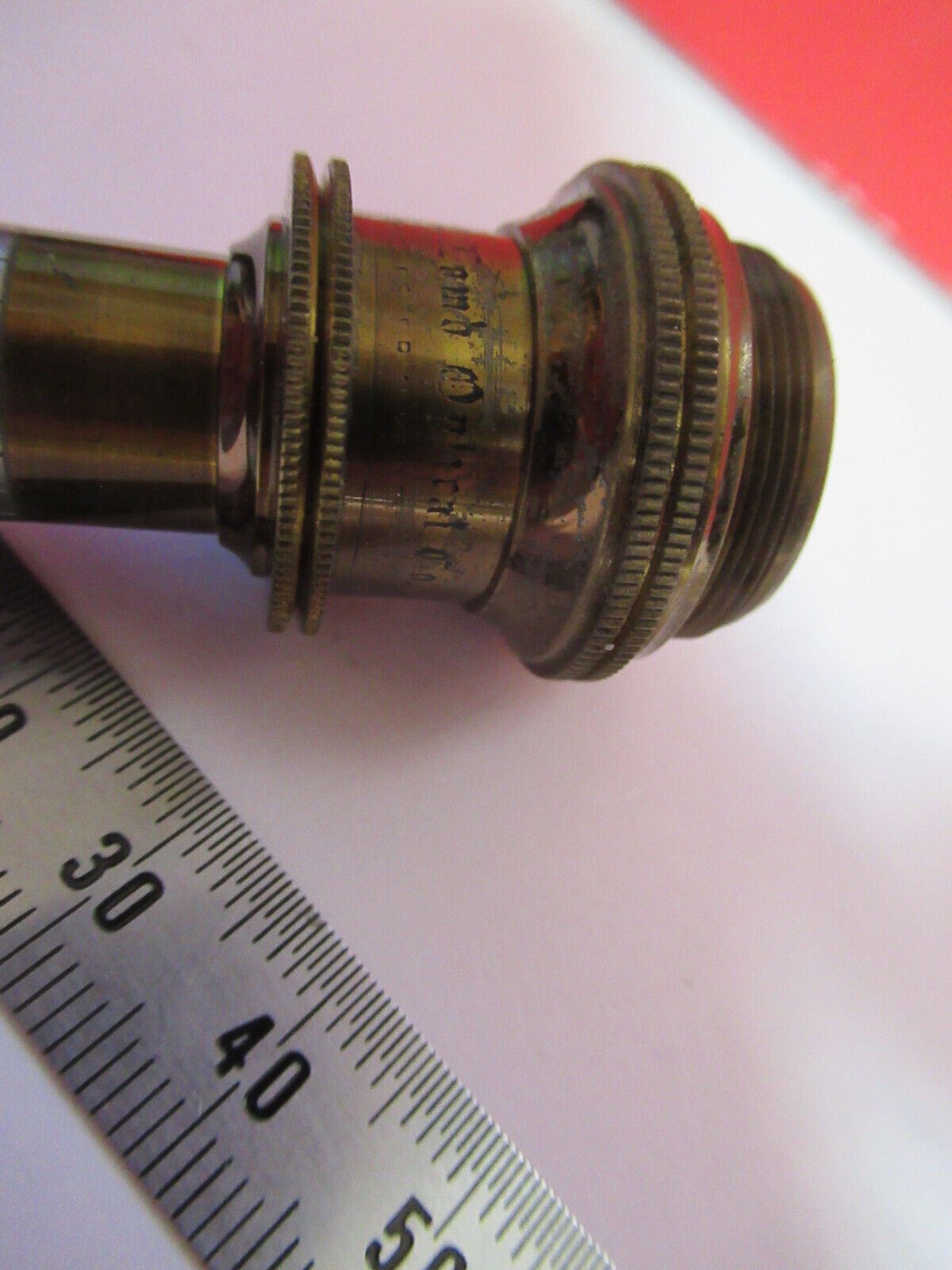 ANTIQUE BRASS OBJECTIVE BAUSCH LOMB 1/6  MICROSCOPE OPTICS AS PICTURED Q2-43