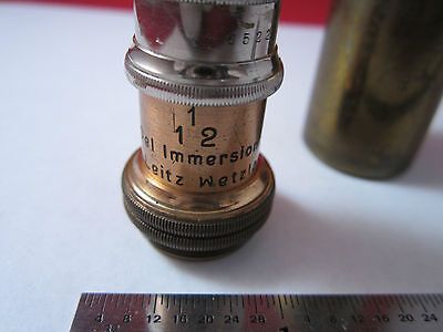 ANTIQUE PART LEICA LEITZ OPTICAL MICROSCOPE PART OBJECTIVE 1/12 OPTICS sku#1Cii