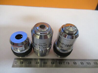 lot 3 ea assorted 4x 40x 100x /160 OBJECTIVE MICROSCOPE PART AS PICTURED R7-A-62