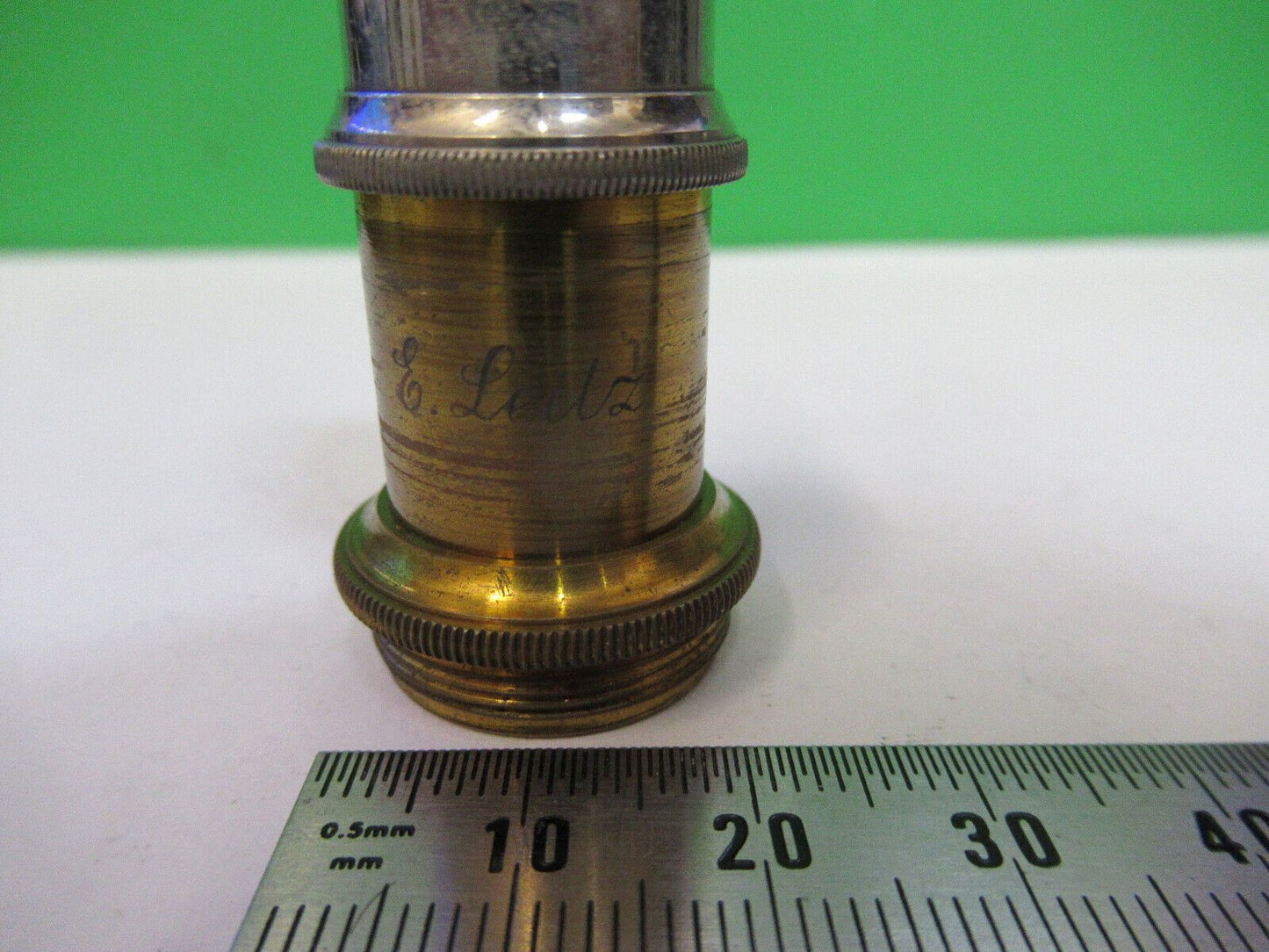 ANTIQUE BRASS ERNST LEITZ "6" OBJECTIVE MICROSCOPE PART AS PICTURED #R1-B-10