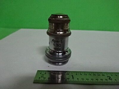 MICROSCOPE PART VINTAGE OBJECTIVE LEITZ GERMANY 100X 1/12  OPTICS AS IS #B2-M-07