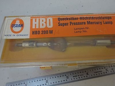 USED MICROSCOPE LAMP HBO 200W/4 OSRAM GERMANY ILLUMINATOR OPTICS AS IS BIN#S5-97