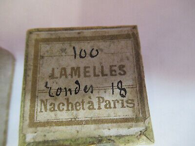 ANTIQUE NACHET GLASS LAMELLES BOX FRANCE MICROSCOPE PART AS PICTURED &F6-B-30