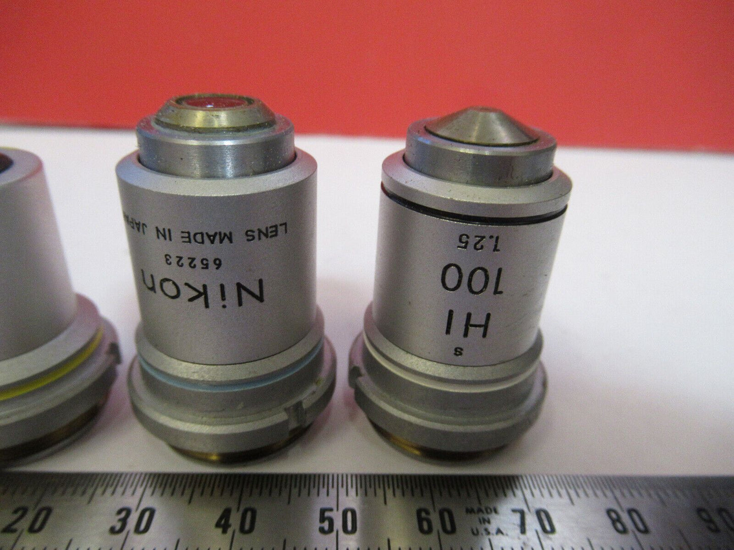 LOT NIKON JAPAN OBJECTIVES 10 40 100X OPTICS MICROSCOPE PART AS PICTURED S6-A-32