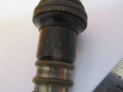 ANTIQUE BRASS REICHERT 60X OBJECTIVE MICROSCOPE PART AS PICTURED &7B-B-18