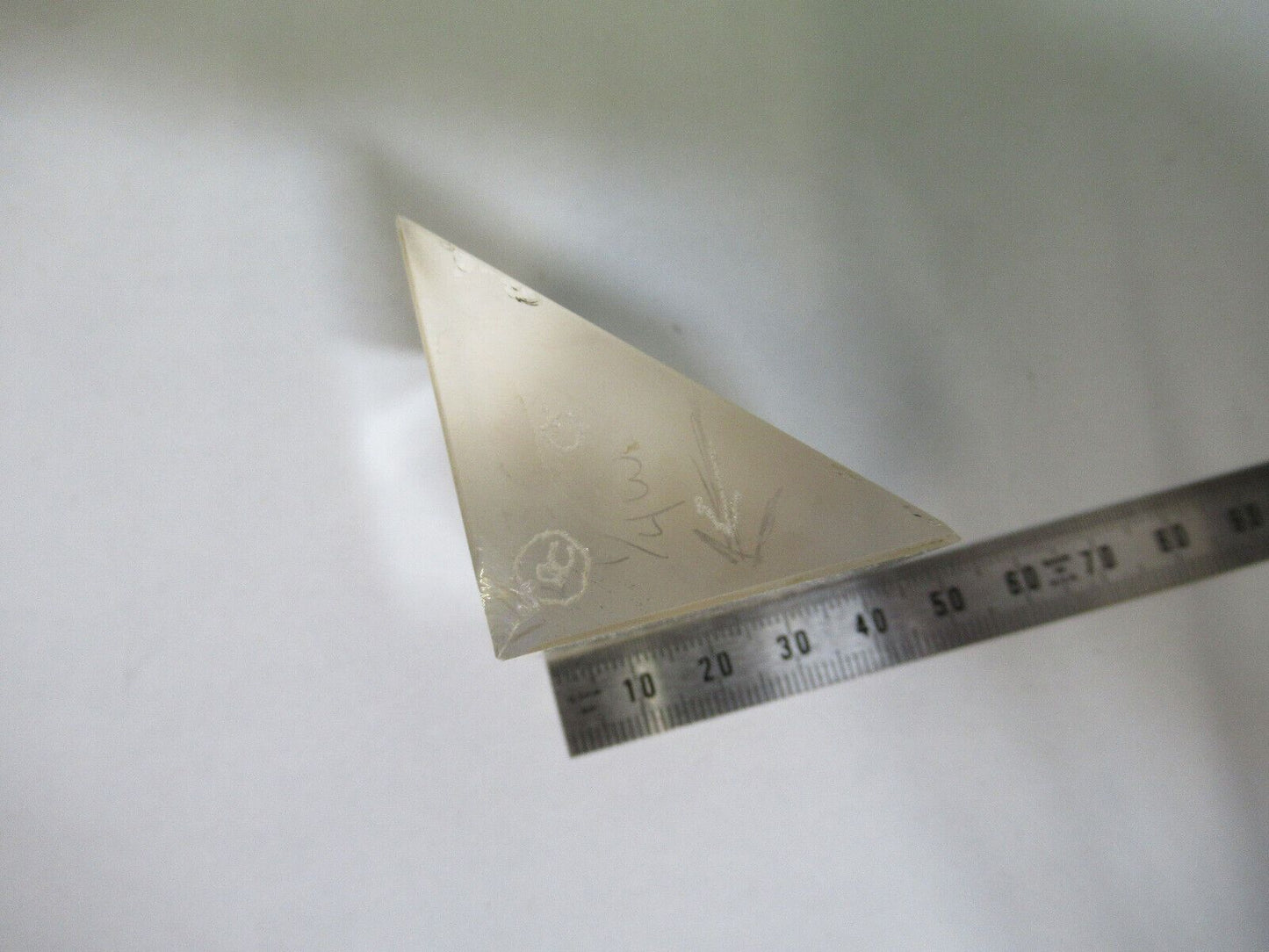 FOR PARTS OPTICAL LARGE GLASS  PRISM [chipped] OPTICS AS PICTURED W9-A-23