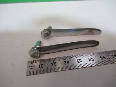 BAUSCH LOMB ANTIQUE CLIPS PAIR MICROSCOPE PART AS PICTURED &A9-B-37