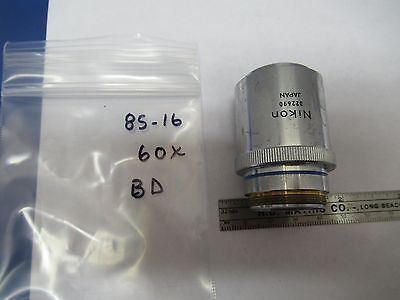 OBJECTIVE BD PLAN NIKON JAPAN 60X OPTICS MICROSCOPE PART AS IS &85-16